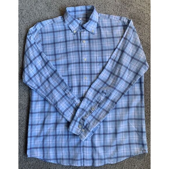 Peter Millar Other - Peter Millar Blue White Plaid Long Sleeved Men's Button Down Shirt‎ Size Medium